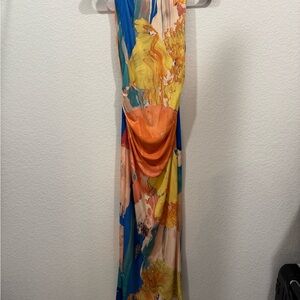 Zara Blue and Orange Abstract Dress, Size S